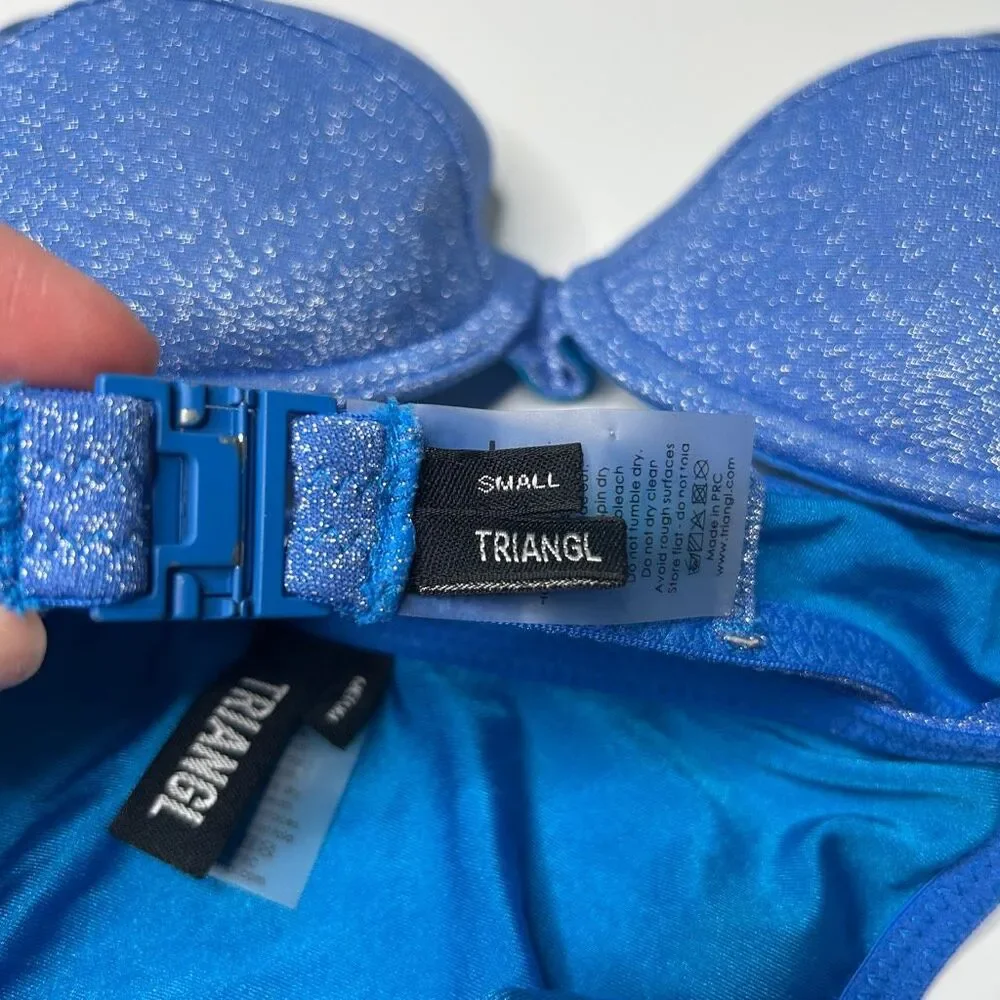 Triangl Blue Sparkly Bikini Set Small Top / Medium Bottom